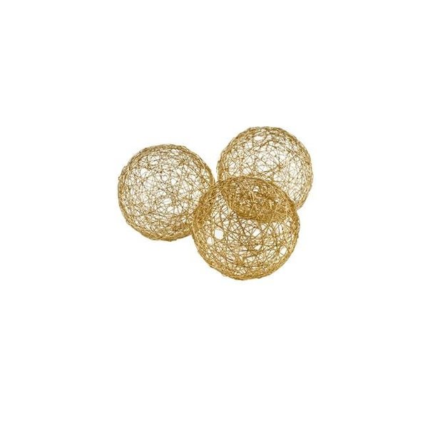 Modern Day Accents Modern Day Accents 3377 3 in. Guita Gold Wire Spheres - Box of 3 3377